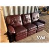 Image 1 : 3 PIECE RECLINING LEATHER SOFA  LOVE SEAT & CHAIR