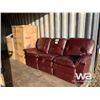 Image 2 : 3 PIECE RECLINING LEATHER SOFA  LOVE SEAT & CHAIR