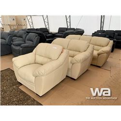 (UNUSED) 3 PIECE LEATHER SOFA, LOVE SEAT & CHAIR