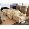 Image 2 : (UNUSED) 3 PIECE LEATHER SOFA, LOVE SEAT & CHAIR