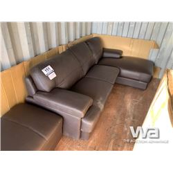 (UNUSED) LEATHER 2 SEAT CHAISE & OTTOMAN