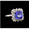 Image 1 : 14KT White Gold 5.12 ctw Tanzanite and Diamond Ring