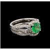 Image 1 : 14KT White Gold 1.43 ctw Emerald and Diamond Wedding Ring Set