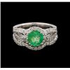 Image 2 : 14KT White Gold 1.43 ctw Emerald and Diamond Wedding Ring Set