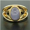 Image 2 : 14K Yellow Gold Split Shank Bezel Cabochon Blue Star Sapphire Mens Ring