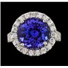 Image 2 : GIA Cert 8.56 ctw Tanzanite and Diamond Ring - 14KT White Gold
