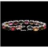 Image 3 : 42.06 ctw Multi Color Tourmaline Bracelet - 14KT White Gold