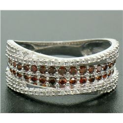 NEW Ladies 14k Gold 1.00 ctw Round White & Brown Diamond Wide Crossover Band Rin