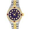Image 2 : Rolex Ladies 2 Tone YG/SS Purple Diamond & Ruby Oyster Perpetaul Datejust Wristw