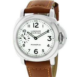 Panerai Mens Stainless Steel White Dial Luminor Marina 44mm Wristwatch With New