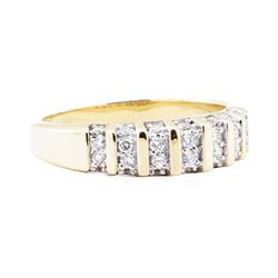 0.56 ctw Diamond Beveled Edge Band - 14KT Yellow Gold