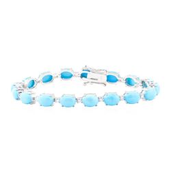 20.36 ctw Turquoise And Diamond Bracelet - 14KT White Gold