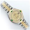 Image 3 : Rolex Ladies 2 Tone 18K Quickset Champagne Diamond & Emerald Datejust Wristwatch