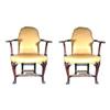 Image 1 : Antique Pair Queen Anne Arm Chairs Leather #1275612