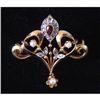 Image 1 : Antique Gold, Diamond, Ruby and Pearl Pin #1275914