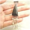 Image 1 : STERLING SILVER Estate EBONY WOOD PEARL Pendant#1319970