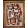 Image 1 : ORIG OIL PAINTING OF TWO BABY SISTERS #1319989