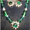 Image 1 : DeMARIO Necklace Earring SET VINTAGE Green #1320047