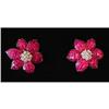 Image 1 : Diamond and Ruby Flower Earrings #1334819