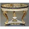 Image 1 : Round Inlaid Marble Center Hall Side Table #1352732