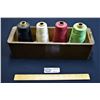 Image 1 : Vintage Sewing Machine Drawer with 4 Spools of Vintage Serging Thread