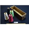 Image 2 : Vintage Sewing Machine Drawer with 4 Spools of Vintage Serging Thread