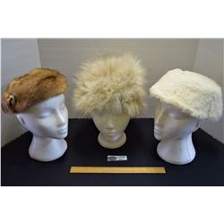 Lot of 3 Fur Hats Sm Size