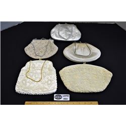 Lot of Five Vintage Evening Bags-Three Beaded and Two Fabric