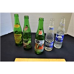 Lot of 5 Collectible Vintage ACL soda pop Bottles