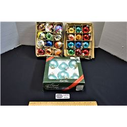 Lot of 3 Boxes of Assorted Vintage Glass Christmas Decorations