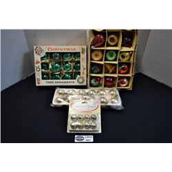 Lot of 4 Boxes of Assorted Vintage Glass Christmas Decorations