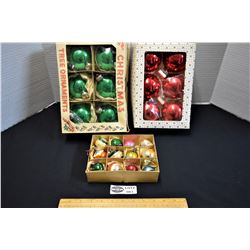Lot of 3 Boxes of Assorted Vintage Glass Christmas Decorations