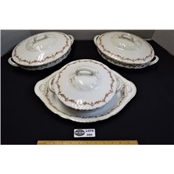 Lot of Victoria Austria Antique China 7 pc Serving Set in  Very Good Condition