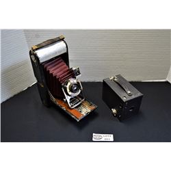 Eastman Kodak Red Bellows Camera and Canadian Kodak No.2 Brownie Camera