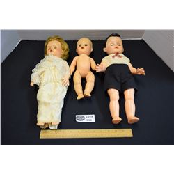 Lot of 3 Vintage Dolls includes D&C Boy, Ideal Baby and Bride Doll