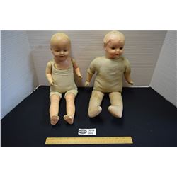 Lot of 2 Antique Composition Dolls with Sleep Eyes