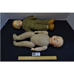 Lot of 2 Vintage Composition Dolls includes Ideal Sleep Eyes and Army Boy Doll