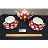 Image 1 : Maxwell Williams Red and White Polka Dot Teapot and 2 Teacups and Saucers
