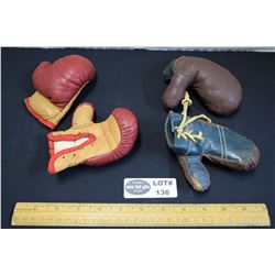 Lot of 2 Pairs of Mini Leather Boxing Gloves