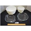 Image 1 : Lot of 2 Opal Pyrex fo Westinghouse Bowls and 2 Pyrex England Clear Glass Lids