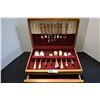 Image 1 : Maple Flatware Chest with 7 Place Settings of Simon L & George Rogers Oneida