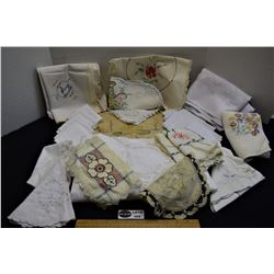 Lot of 27 Various Linens including Card Table Cloths, Batternburg Table Cloth/Napkins