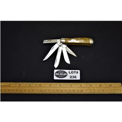 Rough Rider 5 Blade Pocket Knife with Bone and Brass Handle