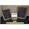 Image 1 : Lot of 2 Antique School Slate Chalkboards and Box of Chalk