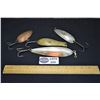 Image 1 : Lot of 4 Vintage Metal Spoon Lures includes Gibbs Toronto Wobbler#4 and Williams Warbler