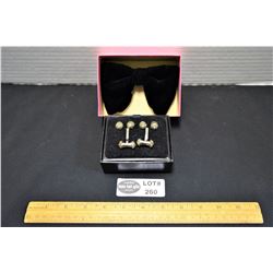 RP Formal Cufflink and Studs Set and Vintage Ormond Velvet Clip on Bowtie