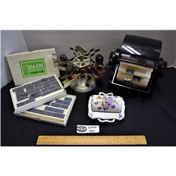 Vintage Office Lot includes Roledex and Standard Revolving Stamp Holder with 4stamps