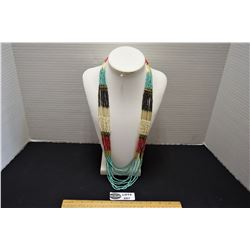 Vintage Multi Strand,Multi Coloured Beaded Necklace