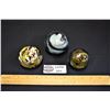 Image 1 : Lot of 3 Paperweights includes 2 Multicolour and 1 Brown/Milkglass Swirl