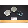 Image 1 : Lot of 3 Paperweights includes Multifaceted Egg and Polka dot frosted egg signed June